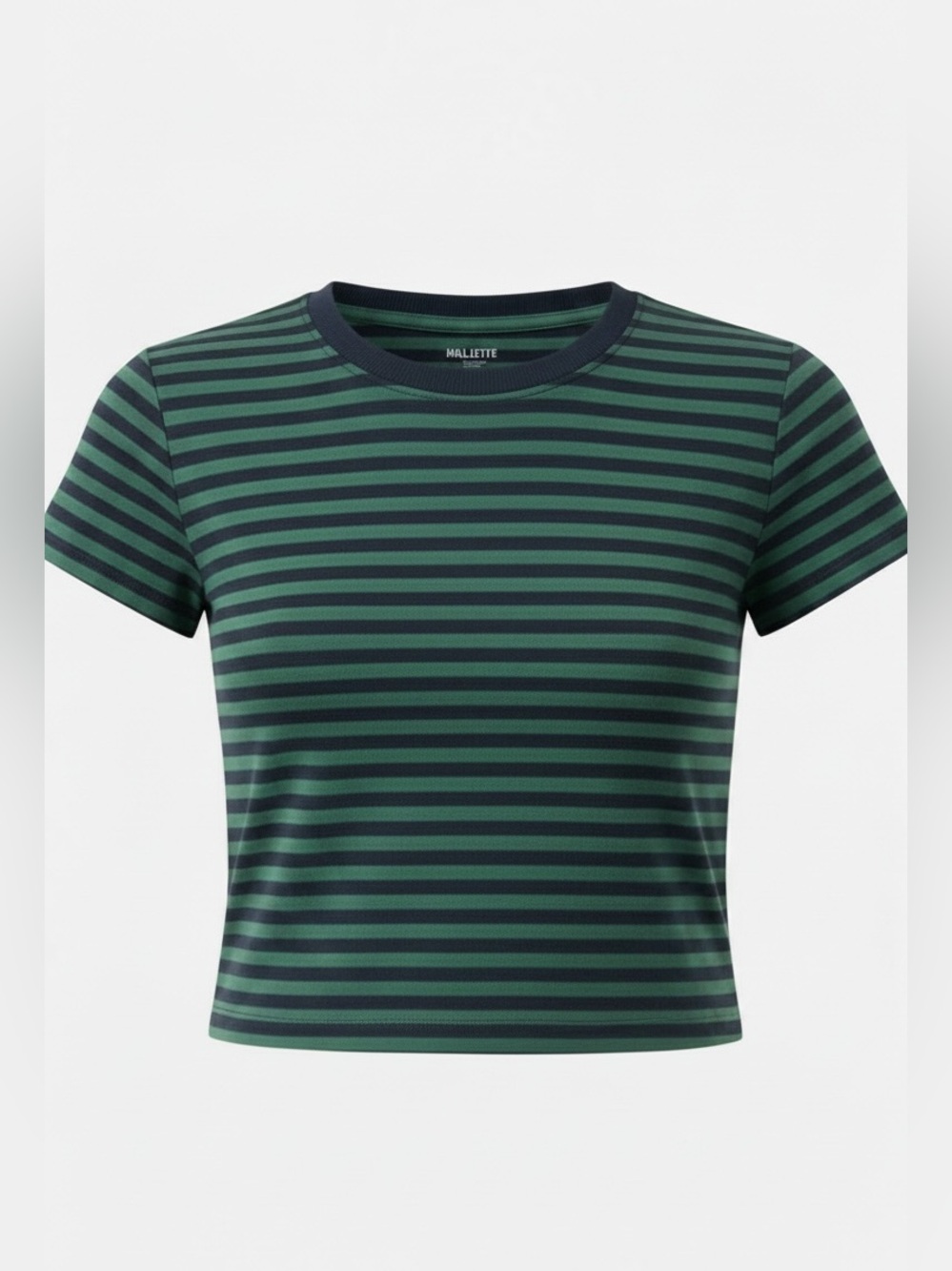 Hollister Navy & Green Striped Crop Baby Tee